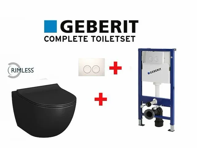 Geberit complete design zwart toiletset - afbeelding 1 van  2