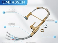 Geborsteld goudkleurige lagedruk keukenkraan - afbeelding 4 van  4