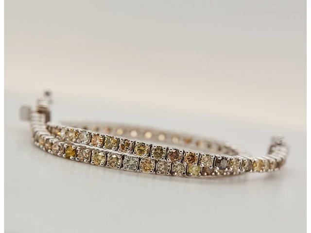 (gecertificeerd) armband 14k goud met natuurlijke fancy kleur diamanten 7.18g - afbeelding 1 van  6