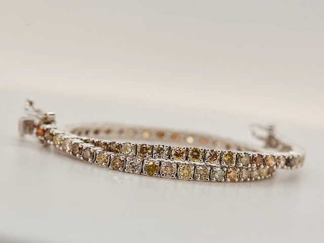 (gecertificeerd) armband 14k goud met natuurlijke fancy kleur diamanten 7.18g - afbeelding 2 van  6