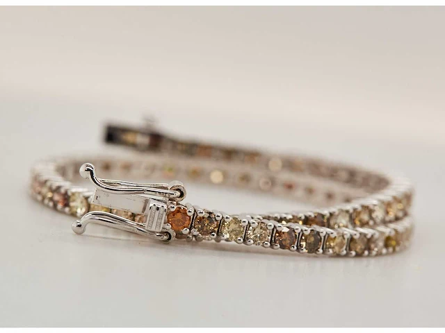 (gecertificeerd) armband 14k goud met natuurlijke fancy kleur diamanten 7.18g - afbeelding 3 van  6