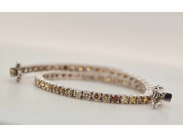 (gecertificeerd) armband 14k goud met natuurlijke fancy kleur diamanten 7.18g - afbeelding 4 van  6