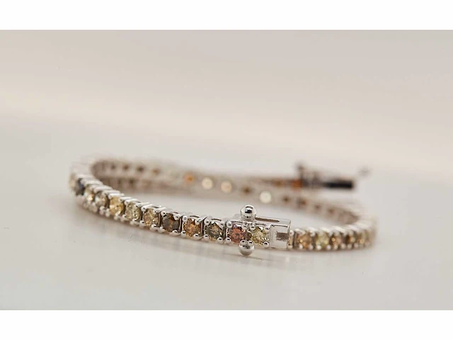 (gecertificeerd) armband 14k goud met natuurlijke fancy kleur diamanten 7.18g - afbeelding 5 van  6