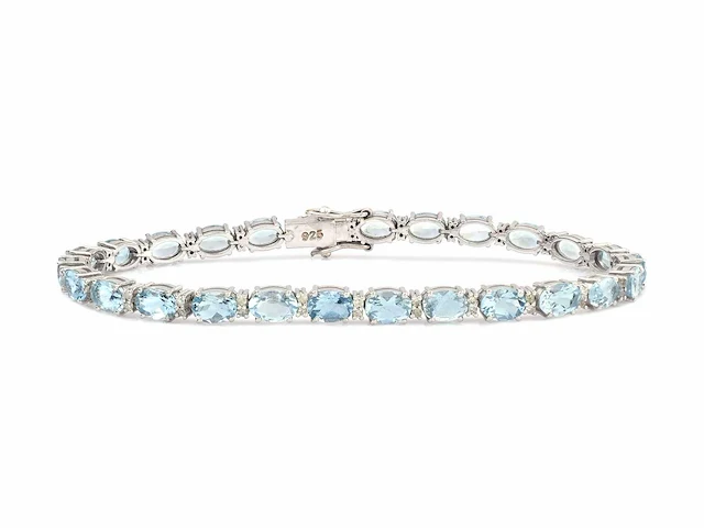 (gecertificeerd) armband met natuurlijke diamanten en natuurlijke aquamarijn 9.11 g - afbeelding 1 van  6