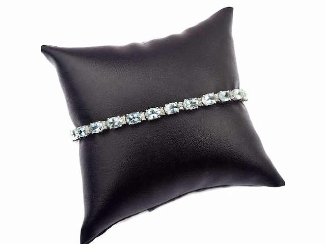(gecertificeerd) armband met natuurlijke diamanten en natuurlijke aquamarijn 9.11 g - afbeelding 2 van  6