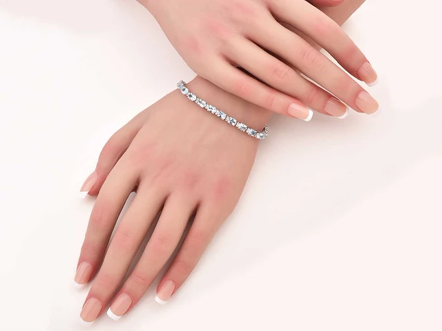 (gecertificeerd) armband met natuurlijke diamanten en natuurlijke aquamarijn 9.11 g - afbeelding 3 van  6