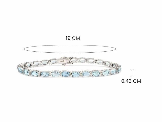 (gecertificeerd) armband met natuurlijke diamanten en natuurlijke aquamarijn 9.11 g - afbeelding 4 van  6