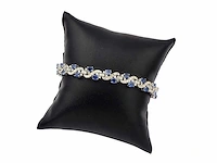 (gecertificeerd) armband met natuurlijke diamanten en natuurlijke blauwe saffier 19.63g - afbeelding 1 van  6