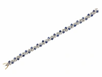(gecertificeerd) armband met natuurlijke diamanten en natuurlijke blauwe saffier 19.63g - afbeelding 3 van  6