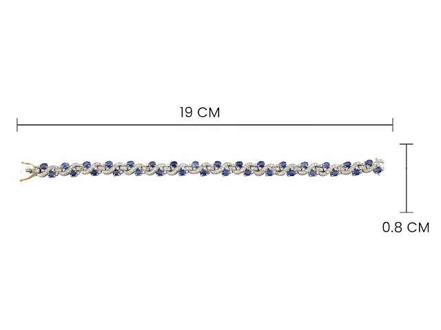 (gecertificeerd) armband met natuurlijke diamanten en natuurlijke blauwe saffier 19.63g - afbeelding 4 van  6