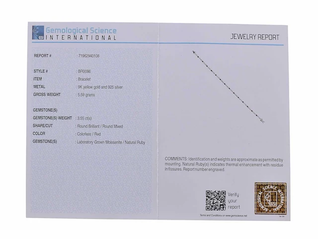 (gecertificeerd) armband met ronde sneden en natuurlijke robijn 5.59g - afbeelding 5 van  6