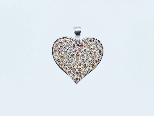(gecertificeerd) hanger 14k goud met natuurlijke fancy kleur diamanten 1.63g - afbeelding 1 van  4