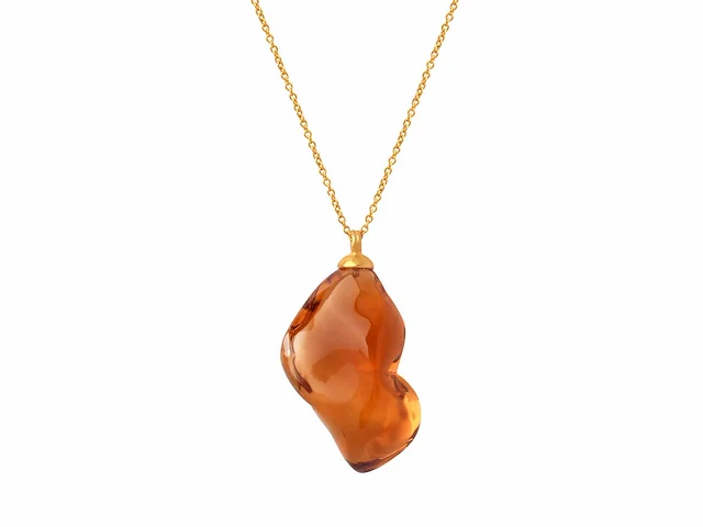 (gecertificeerd) hanger en ketting 14k goud met natuurlijke citrien 13,97 grm - afbeelding 1 van  6