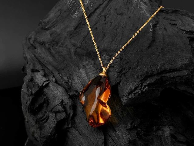 (gecertificeerd) hanger en ketting 14k goud met natuurlijke citrien 13,97 grm - afbeelding 2 van  6