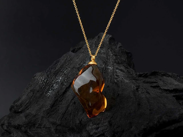 (gecertificeerd) hanger en ketting 14k goud met natuurlijke citrien 13,97 grm - afbeelding 3 van  6