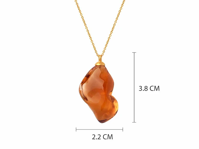 (gecertificeerd) hanger en ketting 14k goud met natuurlijke citrien 13,97 grm - afbeelding 4 van  6