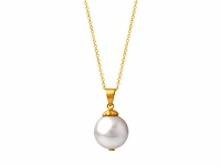 (gecertificeerd) hanger en ketting 14k goud met natuurlijke parels 6.32 grm - afbeelding 1 van  6