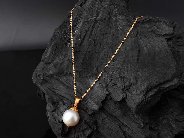 (gecertificeerd) hanger en ketting 14k goud met natuurlijke parels 6.32 grm - afbeelding 2 van  6