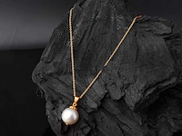 (gecertificeerd) hanger en ketting 14k goud met natuurlijke parels 6.32 grm - afbeelding 2 van  6