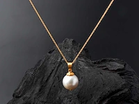 (gecertificeerd) hanger en ketting 14k goud met natuurlijke parels 6.32 grm - afbeelding 3 van  6