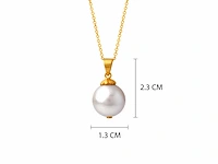 (gecertificeerd) hanger en ketting 14k goud met natuurlijke parels 6.32 grm - afbeelding 4 van  6