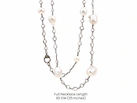 (gecertificeerd) ketting met natuurlijke diamant natuurlijke parel en natuurlijke witte topaas 61.44 gm - afbeelding 3 van  5