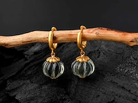 (gecertificeerd) oorbellen 14k goud met natuurlijk kwarts 5,88 gm - afbeelding 3 van  6