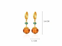 (gecertificeerd) oorbellen 14k goud met natuurlijke citrien en smaragd 5.68 gm - afbeelding 4 van  6