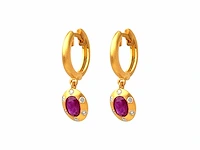 (gecertificeerd) oorbellen 14k goud met natuurlijke diamanten en robijn 2.27 gm - afbeelding 1 van  6