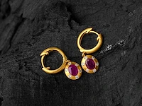 (gecertificeerd) oorbellen 14k goud met natuurlijke diamanten en robijn 2.27 gm - afbeelding 2 van  6