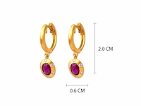(gecertificeerd) oorbellen 14k goud met natuurlijke diamanten en robijn 2.27 gm - afbeelding 4 van  6