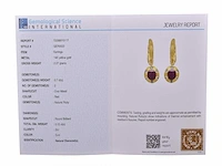 (gecertificeerd) oorbellen 14k goud met natuurlijke diamanten en robijn 2.27 gm - afbeelding 5 van  6