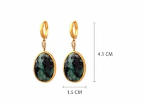 (gecertificeerd) oorbellen 14k goud met natuurlijke diamanten en smaragd 6.20 g - afbeelding 4 van  6