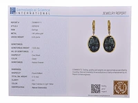 (gecertificeerd) oorbellen 14k goud met natuurlijke diamanten en smaragd 6.20 g - afbeelding 5 van  6