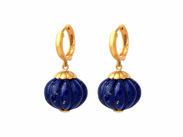 (gecertificeerd) oorbellen 14k goud met natuurlijke lapis lazuli 10,86 grm - afbeelding 1 van  6