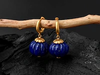 (gecertificeerd) oorbellen 14k goud met natuurlijke lapis lazuli 10,86 grm - afbeelding 3 van  6