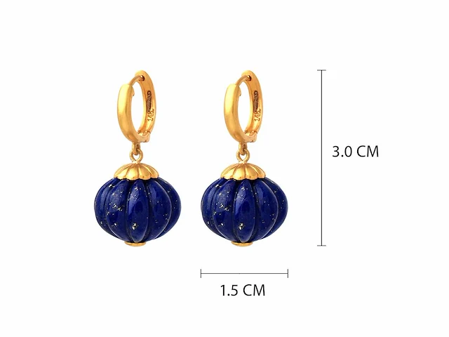 (gecertificeerd) oorbellen 14k goud met natuurlijke lapis lazuli 10,86 grm - afbeelding 4 van  6