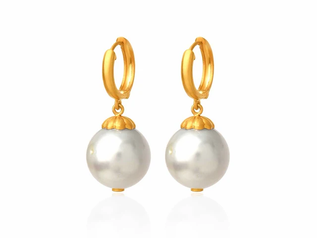 (gecertificeerd) oorbellen 14k goud met natuurlijke parels 8,67 grm - afbeelding 1 van  6