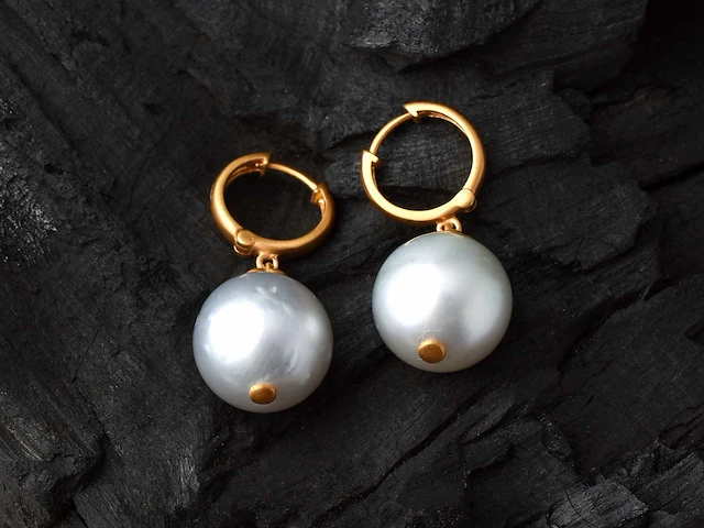 (gecertificeerd) oorbellen 14k goud met natuurlijke parels 8,67 grm - afbeelding 2 van  6