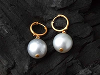 (gecertificeerd) oorbellen 14k goud met natuurlijke parels 8,67 grm - afbeelding 2 van  6