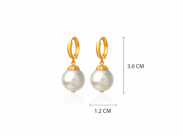 (gecertificeerd) oorbellen 14k goud met natuurlijke parels 8,67 grm - afbeelding 4 van  6