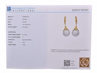 (gecertificeerd) oorringen 14k goud met natuurlijke parel 9,62 grm - afbeelding 5 van  5