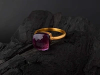 (gecertificeerd) ring 14k goud met natuurlijke amethist 4,98 grm - afbeelding 2 van  6
