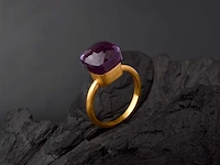 (gecertificeerd) ring 14k goud met natuurlijke amethist 4,98 grm - afbeelding 3 van  6