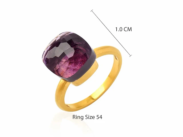 (gecertificeerd) ring 14k goud met natuurlijke amethist 4,98 grm - afbeelding 4 van  6