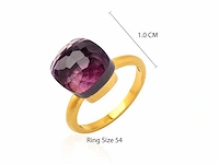 (gecertificeerd) ring 14k goud met natuurlijke amethist 4,98 grm - afbeelding 4 van  6
