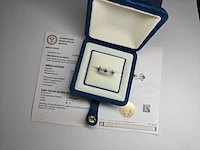 (gecertificeerd) ring 14k goud met natuurlijke blauwe saffier en diamanten 2.56g - afbeelding 2 van  6