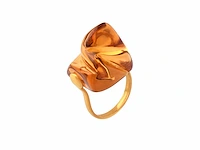(gecertificeerd) ring 14k goud met natuurlijke citrien 10,79 grm - afbeelding 1 van  6