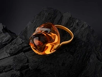 (gecertificeerd) ring 14k goud met natuurlijke citrien 10,79 grm - afbeelding 2 van  6