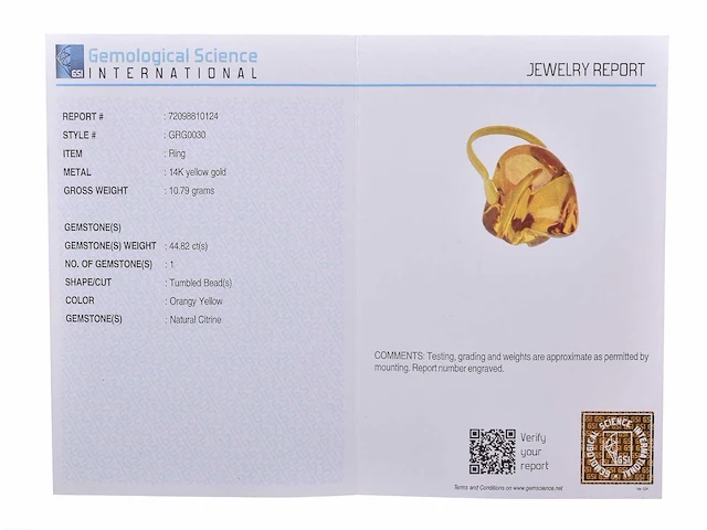 (gecertificeerd) ring 14k goud met natuurlijke citrien 10,79 grm - afbeelding 5 van  6